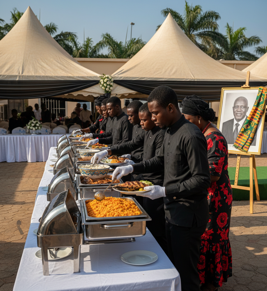 Serving food at Funeral Service