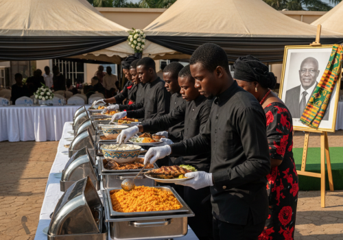 Serving food at Funeral Service